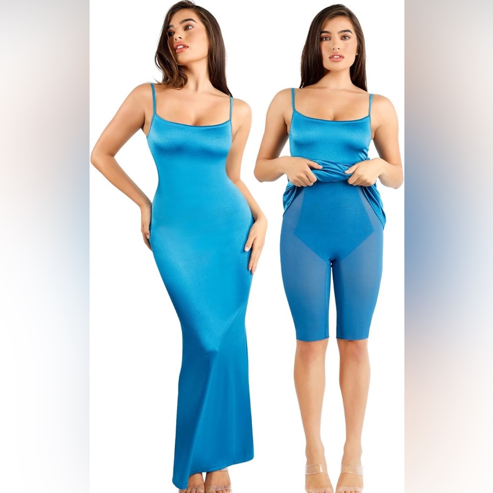 Popilush Shapewear Glitter Dress Bodycon Sleeveless Maxi Club Party Dress